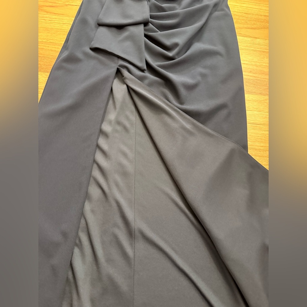Xscape Navy Blue Off-the-shoulder Slit Dress 16 - Picture 10 of 14
